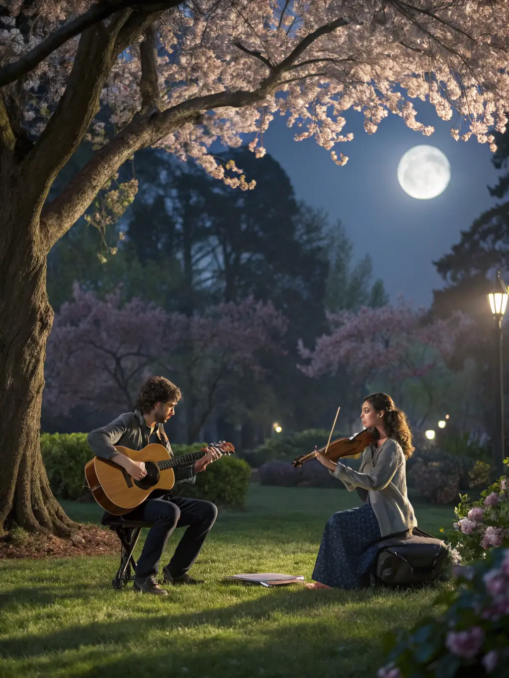 A vibrant image of a string quartet performing outdoors at sunset in Luberon, France, capturing the essence of a classical music concert organized by AML.